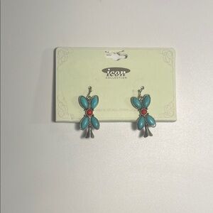 IC COLLECTION Blue and Red Floral Earrings